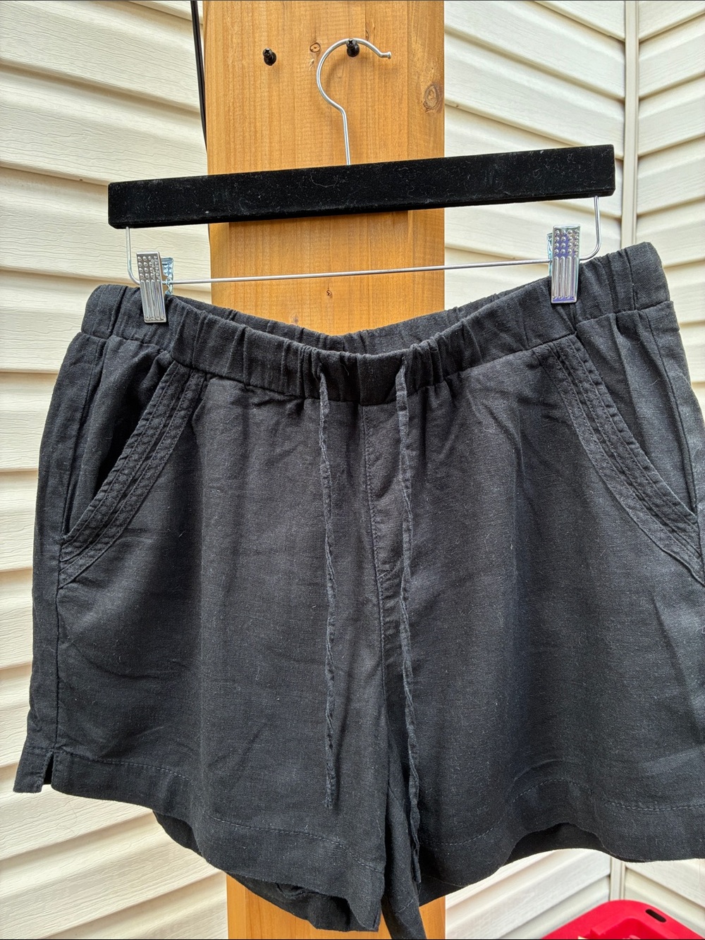 Briggs New York Black Linen blend Drawstring Shorts